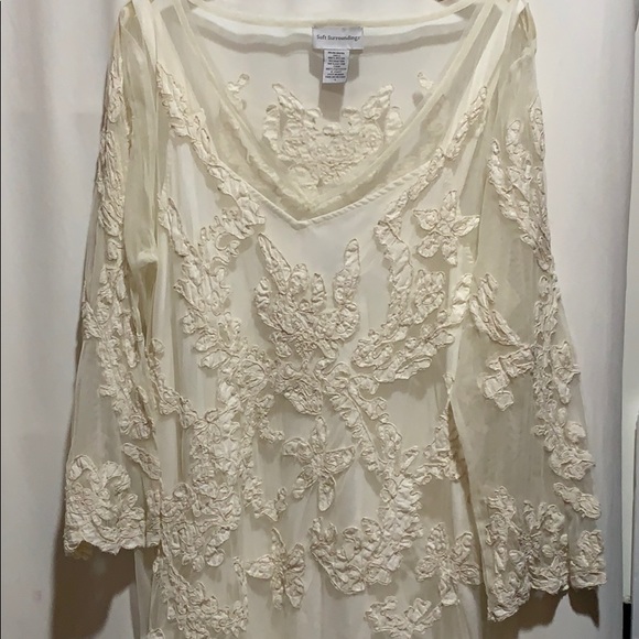 Soft Surroundings Tops - SOFT SURROUNDINGS LACE TUNIC SZ L APPLIQUÉ TULLE
